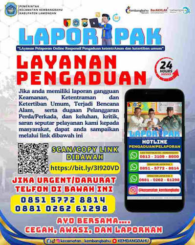 LAPOR PAK Percepat Penanganan Pengaduan Ketentraman dan Ketertiban Umum serta Penanganan Bencana di Kembangbahu
